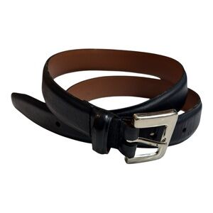 Stone Mountain Black Leather Belt with Silver Buckle Womens Size Medium